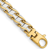 14k Two-tone Gold Men's Hand-polished Railroad Link Bracelet 8.5in