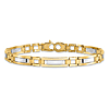 14k Two-tone Gold Men's 8.5in Hollow Railroad Bar Link Bracelet 6.3mm