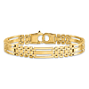 14k Yellow Gold Men's Railroad Link Bracelet Polished and Satin Finish 8.75in