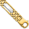 14k Two-tone Gold Men's Hollow Railroad Bar Link Bracelet 8.75in