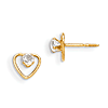 Madi K 3mm Cubic Zirconia Heart Earrings 14k Yellow Gold
