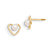 Madi K 3mm Freshwater Cultured Pearl Heart Earrings 14k Yellow Gold