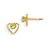 14kt Yellow Gold Madi K 3mm Peridot Birthstone Heart Earrings