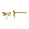 14k Yellow Gold Tiny Dragonfly Earrings