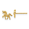 14k Yellow Gold Tiny Unicorn Earrings