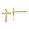 14k Yellow Gold Cubic Zirconia Cross Stud Earrings