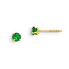 Madi K 3mm Synthetic Emerald Stud Earrings 14k Yellow Gold