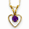 14kt Yellow Gold Madi K 3mm Amethyst Heart Birthstone Necklace