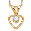 14kt Yellow Gold Madi K 3mm White Zircon Heart Birthstone Necklace