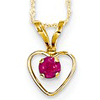 Kid's 14kt Yellow Gold Madi K 3mm Ruby Heart Birthstone Necklace