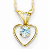 14kt Yellow Gold Madi K 3mm Blue Zircon Heart Birthstone Necklace