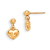 14kt Yellow Gold Madi K Puffed Heart Dangle Earrings