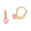 14kt Yellow Gold Madi K Leverback 4mm Pink CZ Earrings
