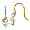 14kt Yellow Gold Madi K Heart CZ Children's Dangle Earrings