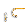 14kt Yellow Gold Madi K CZ Children's Five Stone Hinged Hoop Earrings