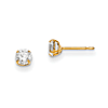 14kt Yellow Gold Madi K 4mm Round CZ Basket Set Stud Earrings