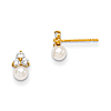 14kt Yellow Gold Madi K CZ Cluster Freshwater Cultured Pearl Earrings
