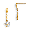 14kt Yellow Gold Madi K CZ Children's Flower Dangle Chain Earrings