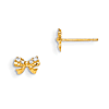 14kt Yellow Gold Madi K CZ Children's Bow Post Earrings