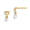 14k Yellow Gold Madi K Freshwater Cultured Pearl Heart Dangle Earrings