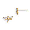 14kt Yellow Gold Madi K Marquise CZ Children's Dragonfly Post Earrings