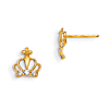 14k Yellow Gold Madi K CZ Children's Crown Earrings
