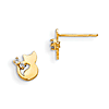 14kt Yellow Gold Madi K CZ Children's Cat Post Earrings