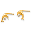 14kt Yellow Gold Madi K CZ Childrens Arched Dolphin Earrings