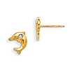 14kt Yellow Gold Madi K CZ Children's Dolphin Post Earrings