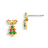 14kt Yellow Gold Madi K CZ Children's Christmas Tree Dangle Earrings