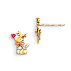 14kt Yellow and Rose Gold Madi K CZ Children's Reindeer Post Earrings