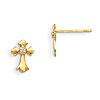 14kt Yellow Gold 3/8in Madi K CZ Children's Budded Cross Earrings
