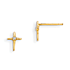 14kt Yellow Gold 1/4in Madi K CZ Children's Cross Post Earrings
