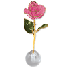 Lacquer Dipped Gold Trim Knob Stand Pink Spring Rose