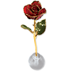 Lacquer Dipped Gold Trim Knob Stand Red Spring Rose