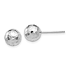 14k White Gold Diamond-cut Ball Earrings 8mm