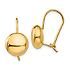 14k Yellow Gold Smooth Button Earrings with Kidney Wire