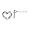 14k White Gold Open Heart Earrings with Rope Texture