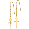 14k Yellow Gold Latin Cross Dangle Earrings