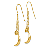 14k Yellow Gold Puffed Moon And Stars Dangle Shepherd Hook Earrings