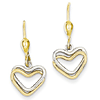 14kt Two-tone Gold Heart Leverback Earrings