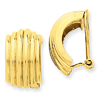 14kt Yellow Gold 5/8in Ribbed Non-Pierced Omega Earrings