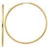 14k Yellow Gold 2 1/2in Round Hollow Tube Endless Hoop Earrings