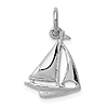 14k White Gold Solid 3-Dimensional Sailboat Charm