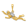 14k Yellow Gold and Rhodium Scuba Diver Pendant with Open Back