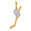 14k Yellow Gold Rhodium Hockey Stick Pendant 1 1/4in