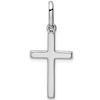 14kt White Gold 3/4in Hollow Smooth Cross Pendant