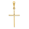 14k Yellow Gold Very Slender Cross Pendant 7/8in