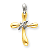 14kt Two-tone Gold 1 1/4in Dove Cross