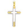 14k Two-tone Gold 1 1/2in Cross Pendant with Cut-out Center
